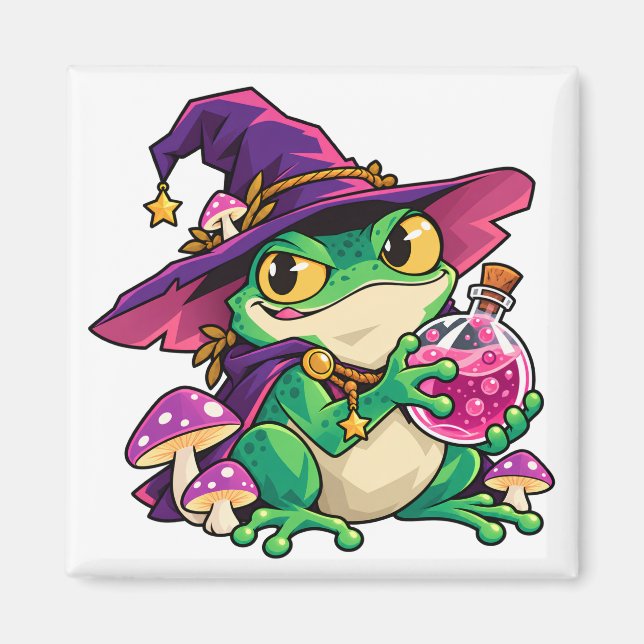 Unlicensed Alchemist Frog Wizard Square Magnet (Front)