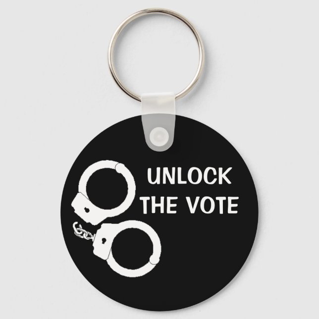 Unlock The Vote: Black/White Key Ring (Front)