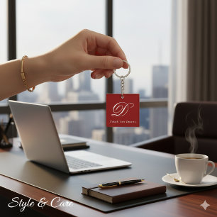 Unlock Your Dreams Custom Monogram Keychain Design