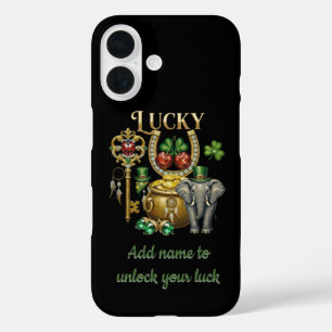 Unlock your luck personalized golden charms iPhone 16 case