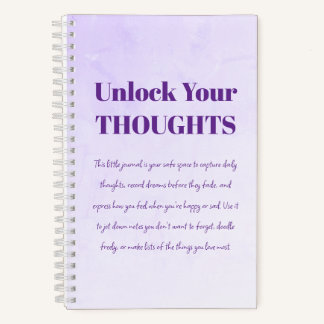 Unlock Your Thoughts Motivational purple Notebook 
