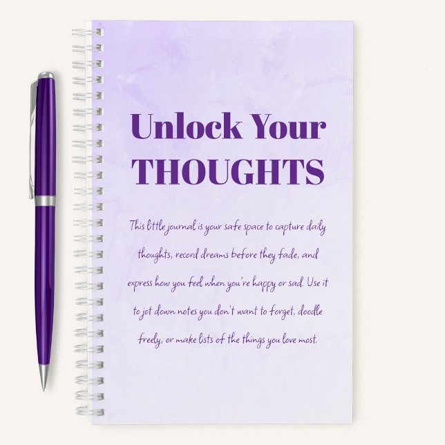 Unlock Your Thoughts Motivational purple Notebook  (Creator Uploaded)