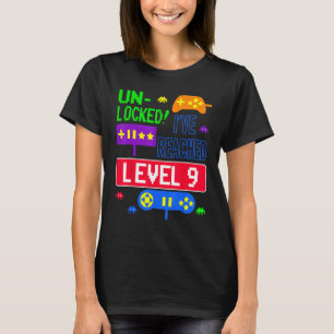 Unlocked I've Reached Level 9 Arcade 9th Birthday  T-Shirt