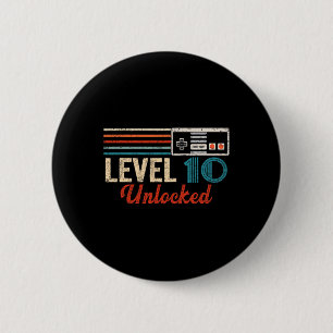Unlocked Level 10 Birthday Boy Video Game Controll 6 Cm Round Badge