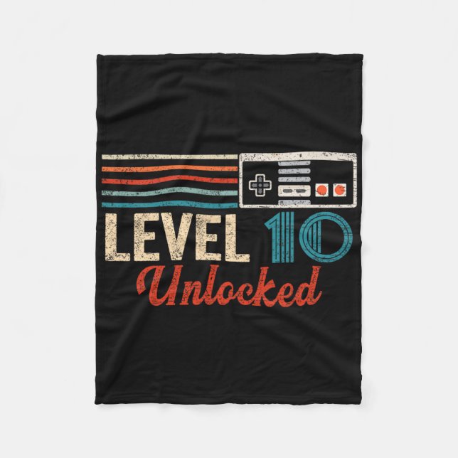 Unlocked Level 10 Birthday Boy Video Game Controll Fleece Blanket (Front)