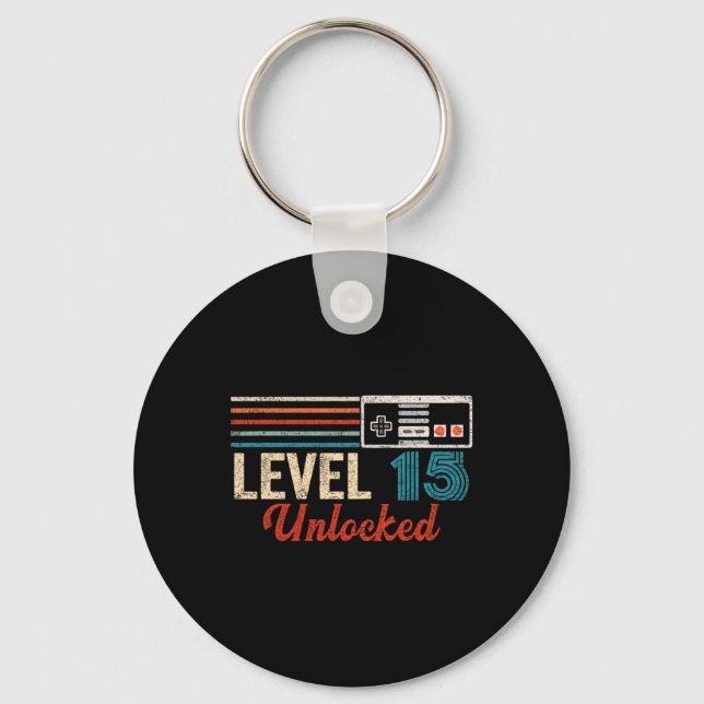 Unlocked Level 15 Birthday Boy Video Game Controll Key Ring (Front)