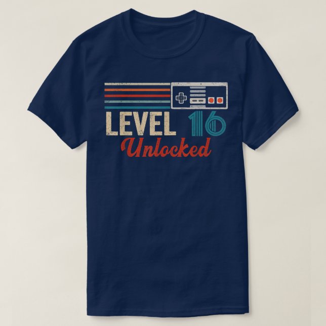 Unlocked Level 16 Birthday Boy Video Game Controll T-Shirt (Design Front)