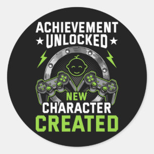 Unlocked New Character Created Video Gamer 1  Classic Round Sticker