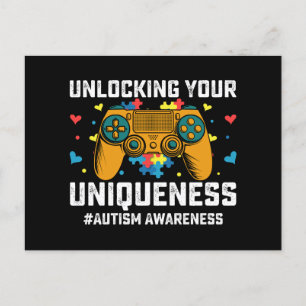 Unlocking Your Uniqueness Autism Gaming Gamer Postcard