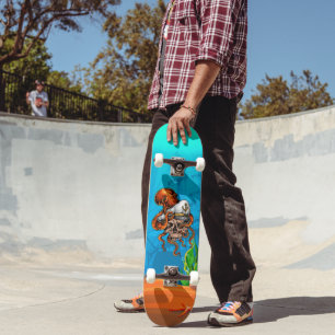Unlucky Octopus Captains Skull Ocean Nautical Skateboard