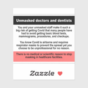 Unmasked doctors and dentists vinyl sticker