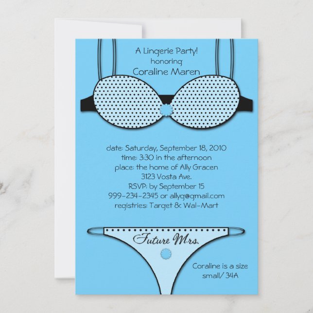 Unmentionables Blue Invitation (Front)