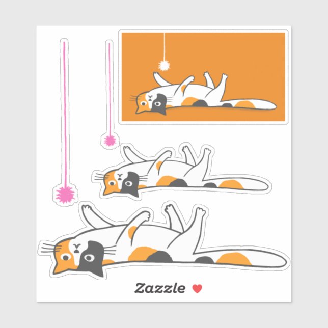 Unmotivated Calico Cat | Funny Pet Kitty Stickers (Sheet)