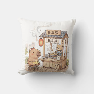 unny Capybara at Stinky Tofu Stall Taiwan Night Cushion