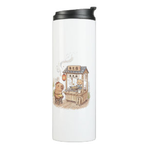 unny Capybara at Stinky Tofu Stall Taiwan Night Thermal Tumbler