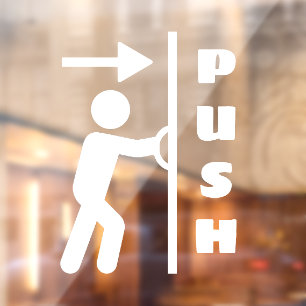 unny Push Stickman Glass Door Window Cling Sign