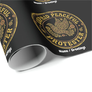 Unpaid Peaceful Protester Retro Floral Peace Dove Wrapping Paper