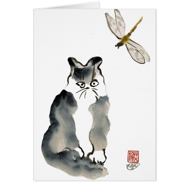 Unpalatable Insect [dragonfly] and Grey Kitten (Front)