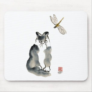 Unpalatable Insect [dragonfly] and Grey Kitten Mouse Mat