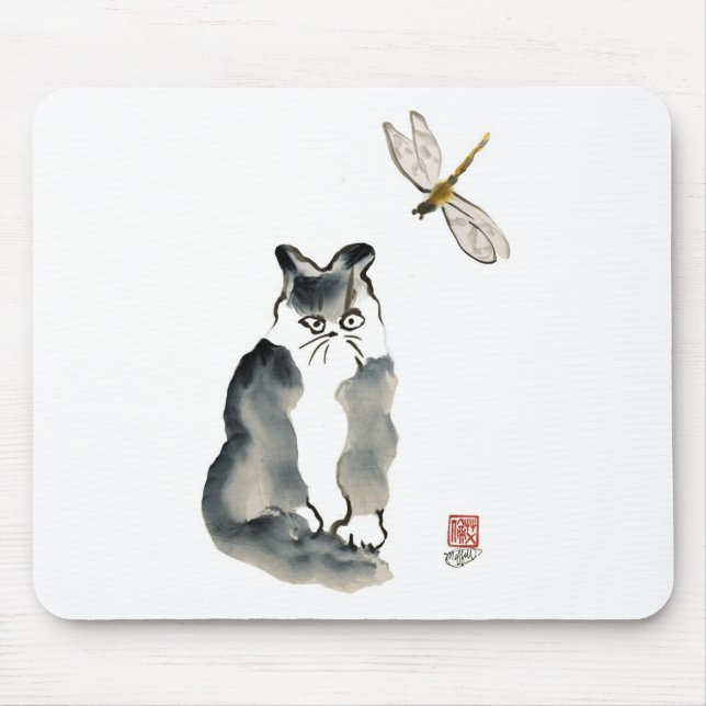 Unpalatable Insect [dragonfly] and Grey Kitten Mouse Mat (Front)
