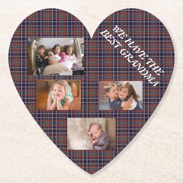 Unparalleled Love  Grandma Touching Tribute Plaid Paper Coaster (Front)