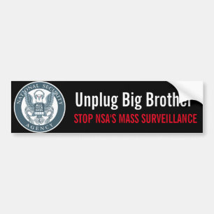 Unplug Big Brother Bumper Sticker