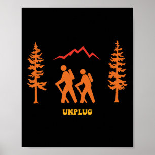Unplug Hiking Camping Outdoor Nature Adventure Vin Poster