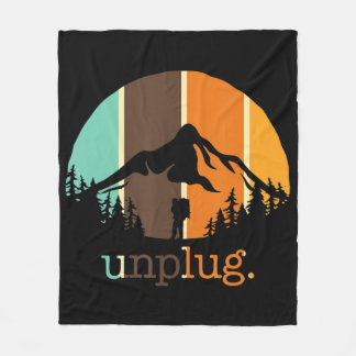 Unplug Hiking Lover Fun Outdoors Hiker Mountain Cl Fleece Blanket