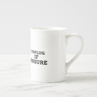 Unplug if unsure bone china mug