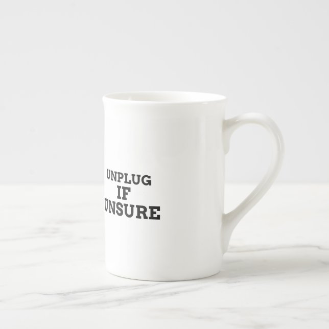 Unplug if unsure bone china mug (Right)