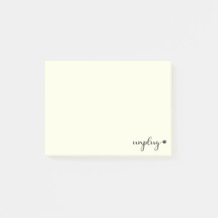 Unplug with Script Text and Electric Plug Post-it Notes