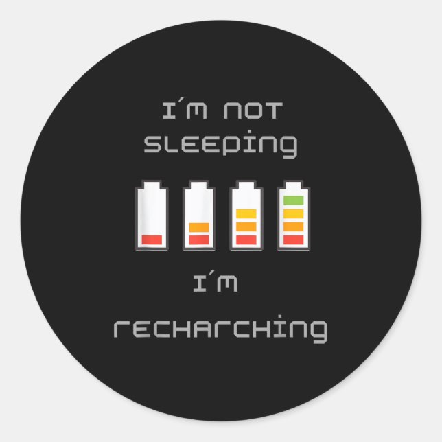 Unplugged &amp; Energized_ Cool Battery Design  Classic Round Sticker (Front)