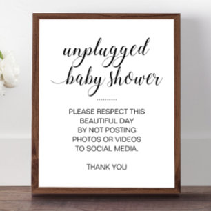 Unplugged Baby Shower No Social Media Sign
