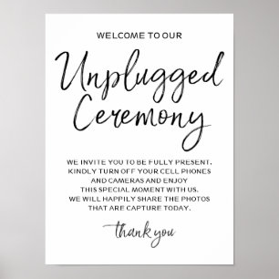 Unplugged Ceremony 12x16 Sign