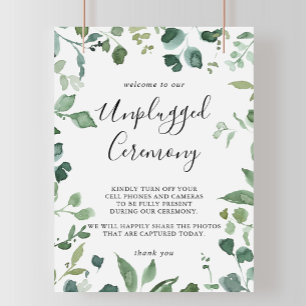 Unplugged Ceremony Calligraphy Script Foliage Sign