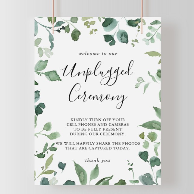 Unplugged Ceremony Calligraphy Script Foliage Sign (Creator Uploaded)