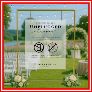 Unplugged Ceremony Frosted Wedding Sign