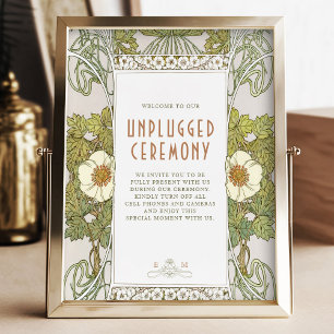 Unplugged Ceremony Green Sign Vintage Art Nouveau