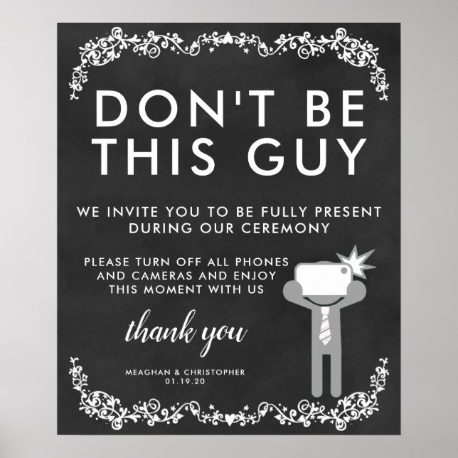 Unplugged Ceremony Sign | Don't Be This Guy (Front)