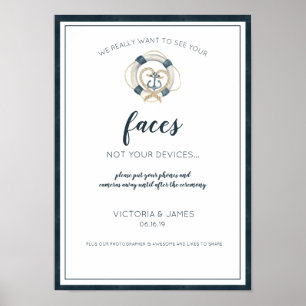 Unplugged Ceremony Sign Nautical Navy & White