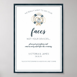 Unplugged Ceremony Sign Nautical Navy & White