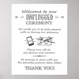 Unplugged ceremony wedding poster Ceremony sign
