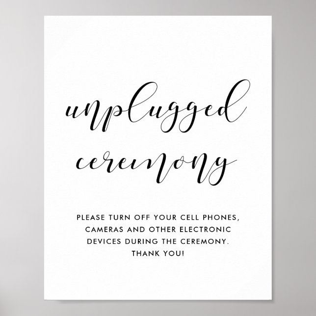 Unplugged ceremony wedding sign (Front)