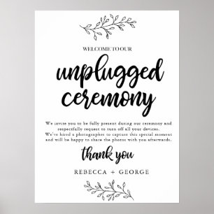Unplugged Ceremony Wedding sign rustic botanical