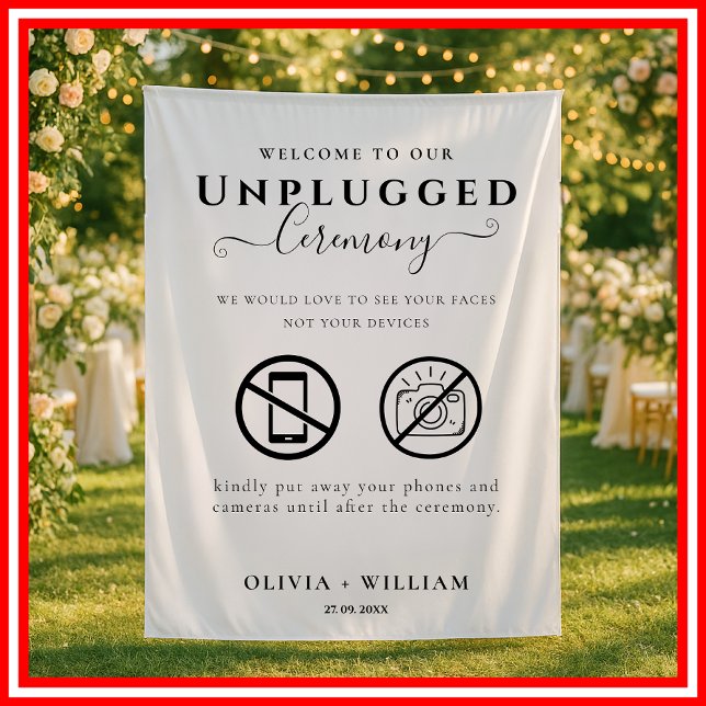 Unplugged Ceremony Wedding Welcome Sign Tapestry (Creator Uploaded)