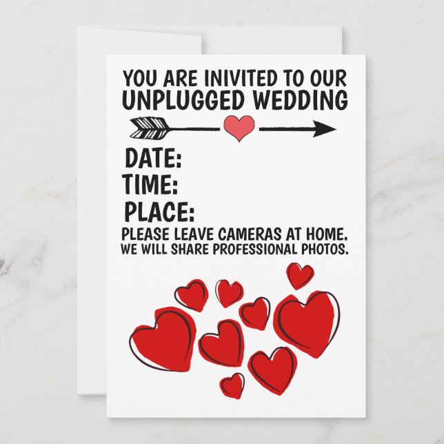 UNPLUGGED (NO PHOTOS ALLOWED) WEDDING INITATIONS INVITATION (Front)
