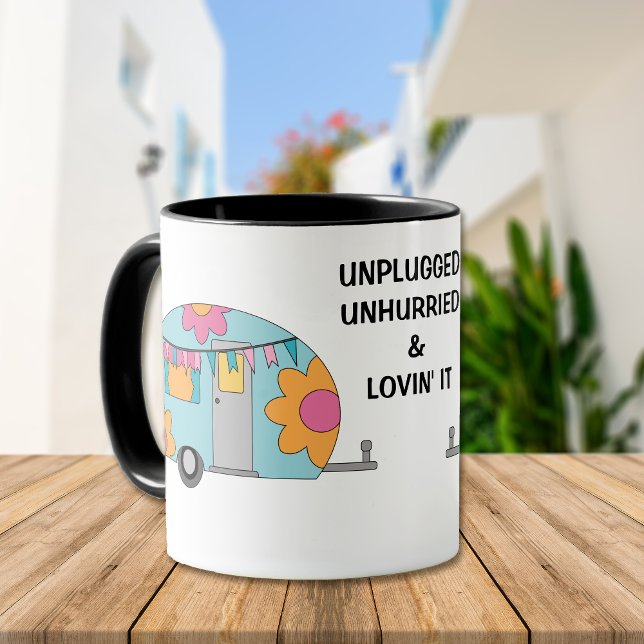 Unplugged Unhurried Lovin' It Retro Camper Mug (Creator Uploaded)