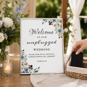 Unplugged Wedding Ceremony Sign Boho Dusty Floral