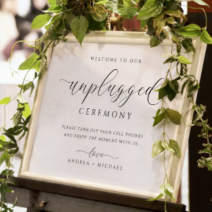 Unplugged Wedding Ceremony Sign Elegant Simple