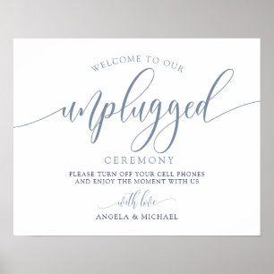 Unplugged Wedding Sign - Typography (Dusty Blue)